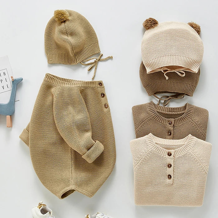 Baby Romper with Bear Ears – 2-Piece Set (Romper + Hat)