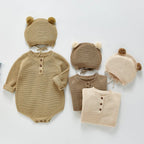 Baby Romper with Bear Ears – 2-Piece Set (Romper + Hat)