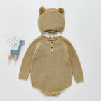 Baby Romper with Bear Ears – 2-Piece Set (Romper + Hat)
