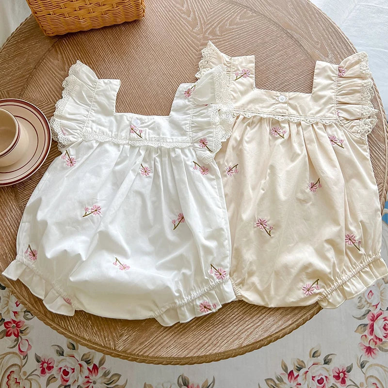 Cotton Embroidered Baby Girl Summer Romper
