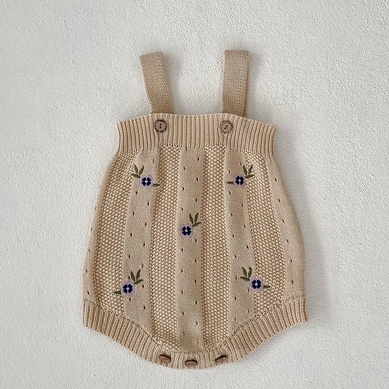 French Vintage Knit Baby Romper