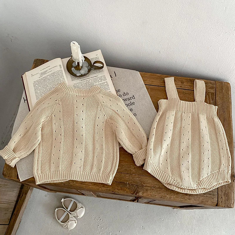 French Vintage Knit Baby Romper