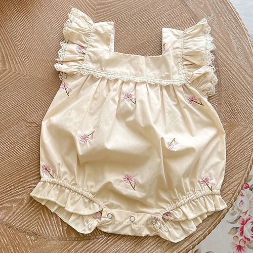 Cotton Embroidered Baby Girl Summer Romper