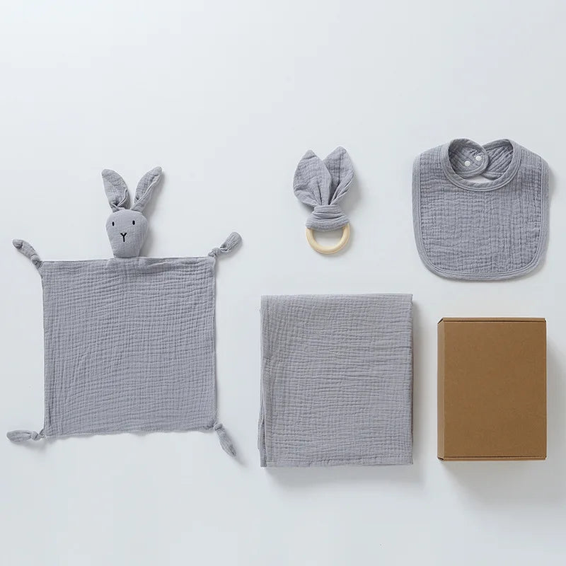 Set Personalized Name Muslin Cotton Baby Blanket 4pcs