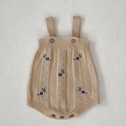 French Vintage Knit Baby Romper