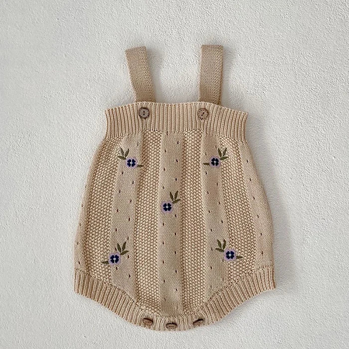 French Vintage Knit Baby Romper