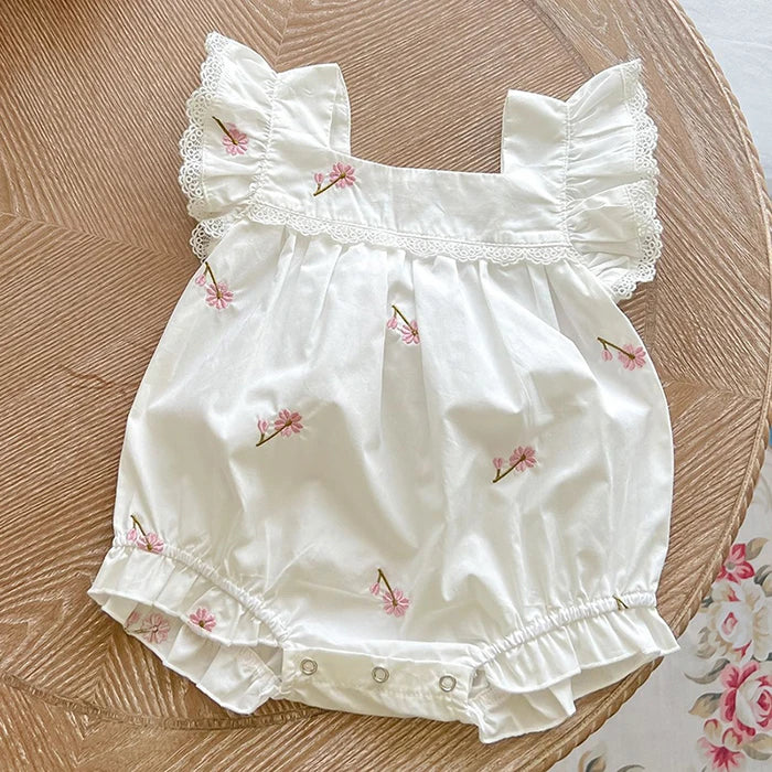 Cotton Embroidered Baby Girl Summer Romper
