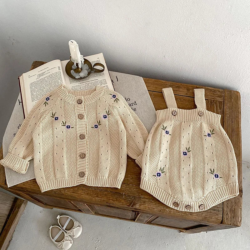 French Vintage Knit Baby Romper