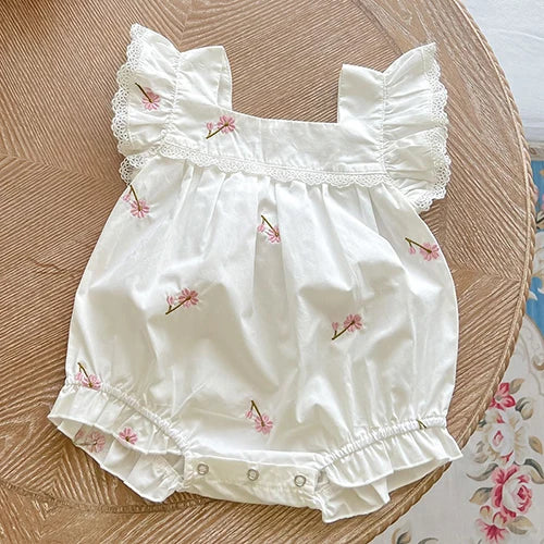 Cotton Embroidered Baby Girl Summer Romper