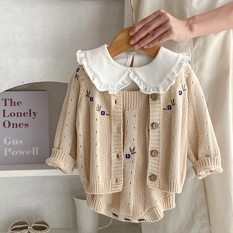 French Vintage Knit Baby Romper