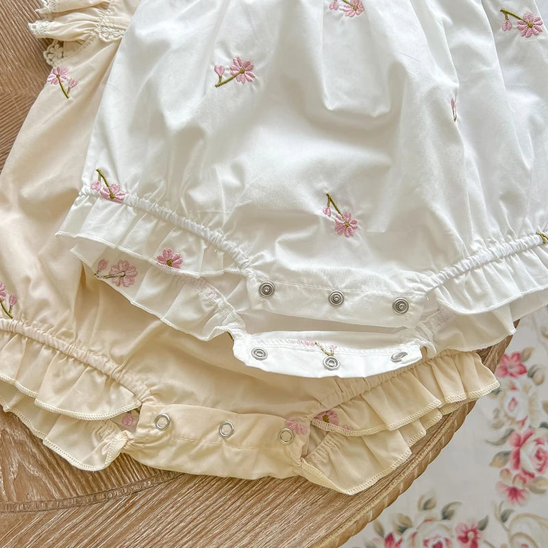 Cotton Embroidered Baby Girl Summer Romper