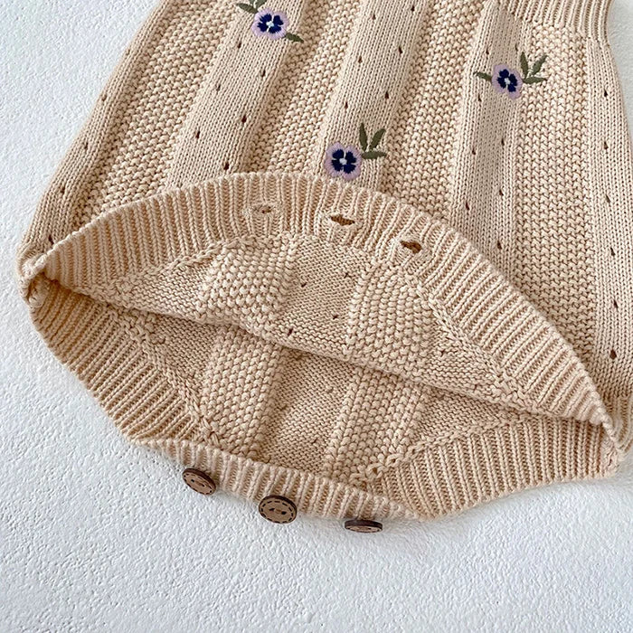 French Vintage Knit Baby Romper
