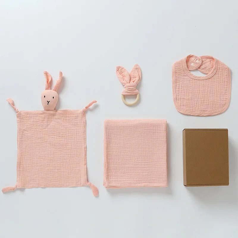 Set Personalized Name Muslin Cotton Baby Blanket 4pcs