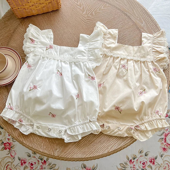Cotton Embroidered Baby Girl Summer Romper