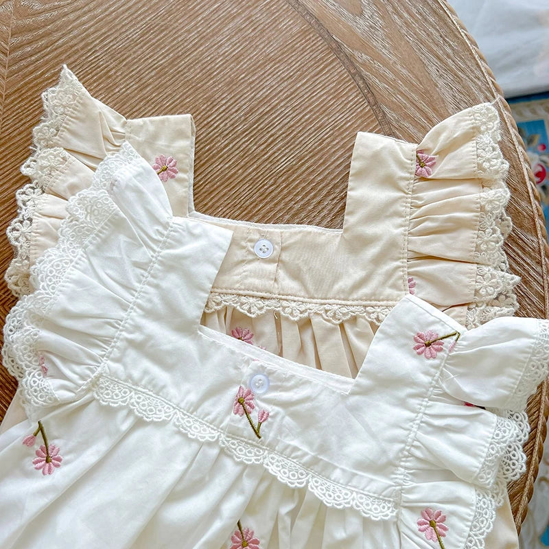 Cotton Embroidered Baby Girl Summer Romper